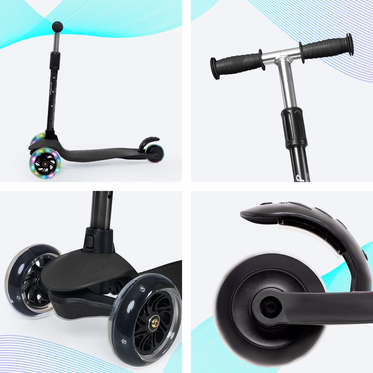 LifeGoods HappyStep Kinderstep met 3 Verlichte Wielen - 3-5 Jaar