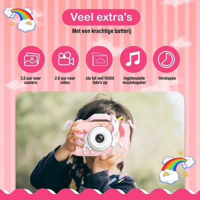 Ilona Kinder Digitale Camera HD 1080p + Sticker Set - Unicorn