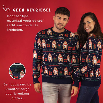 JAP Kersttrui Ugly Christmas Beer Cadeau Unisex M - Donkerblauw