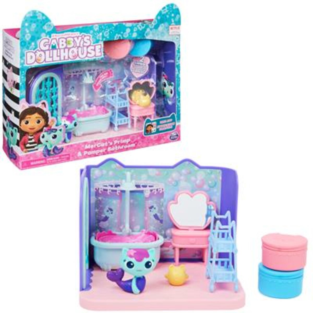 Gabby's Poppenhuis Primp & Pamper Badkamerset met Katfiguur