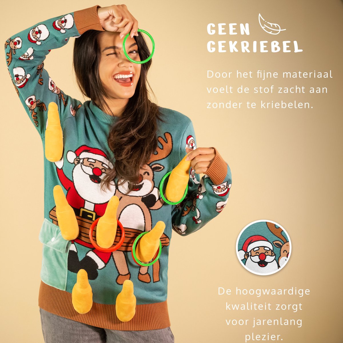 JAP Christmas Interactieve Kersttrui M - 100% Gerecycled