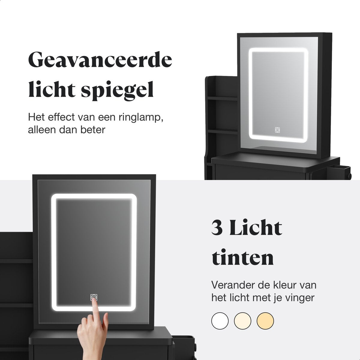 Tutabelle Wit Kaptafel met Spiegel en Stoel