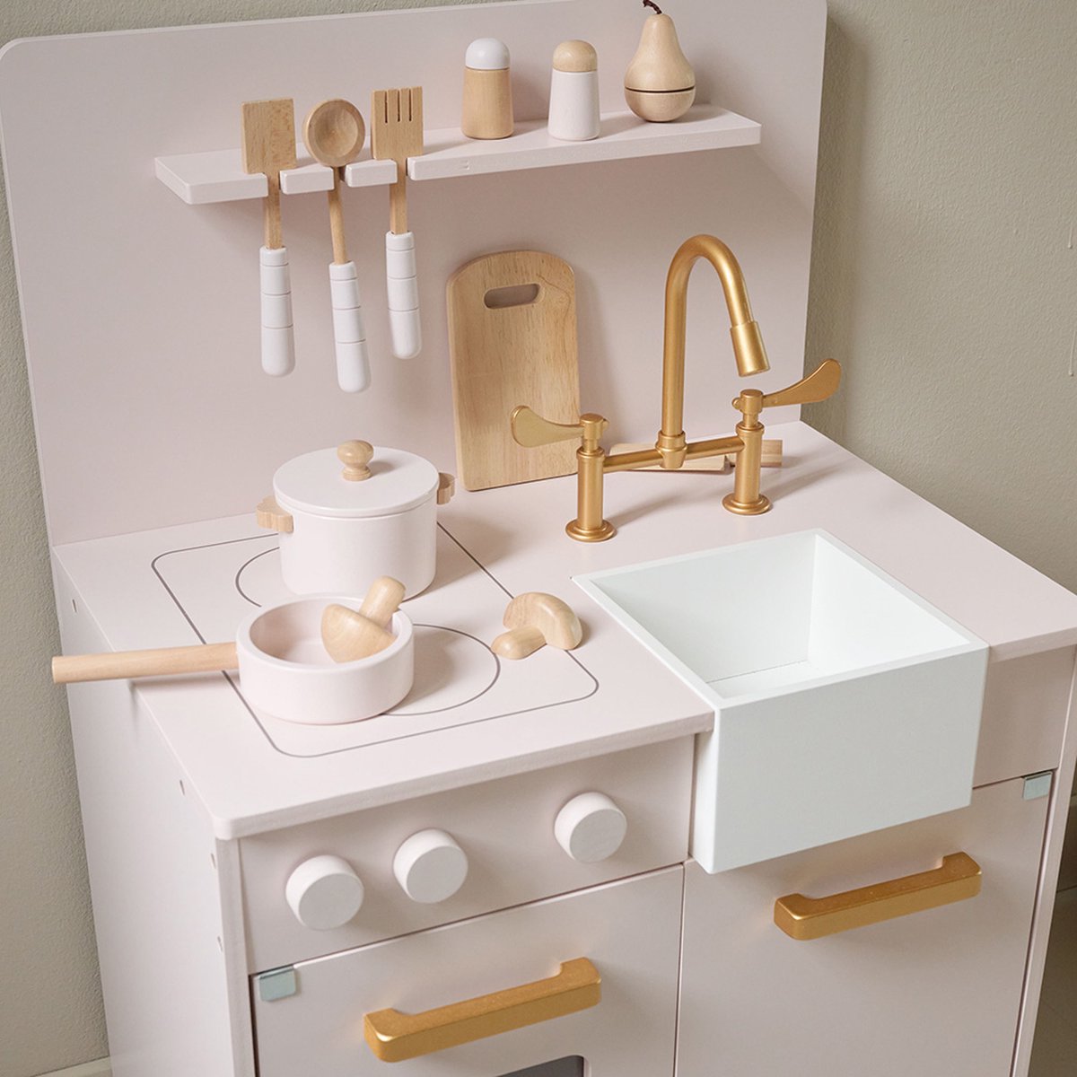 Petite Amelie Houten Speelkeuken met Accessoires - 55 cm - Roze