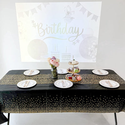 Partizzle® Zwarte & Gouden Wegwerptafelkleden - 2 Stuks