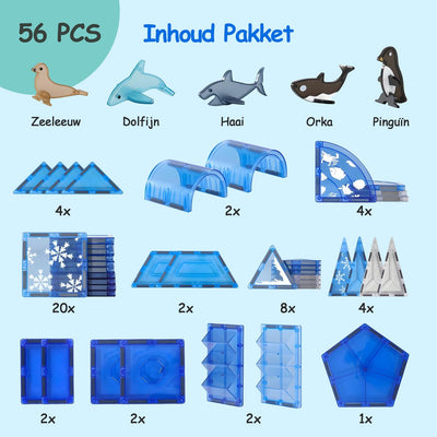 Olvy Magnetische Bouwstenen Set - 56 Stuks - Montessori