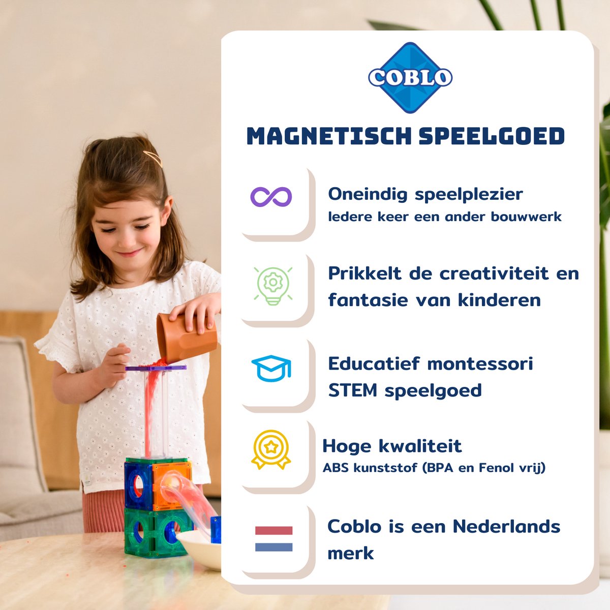 COBLO Marble Track Magnetisch Bouwspeelgoed - 100 stuks