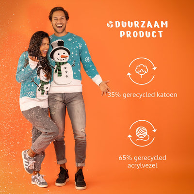 JAP Christmas Recycled Kersttrui L - Blauw - Voor Dames & Heren