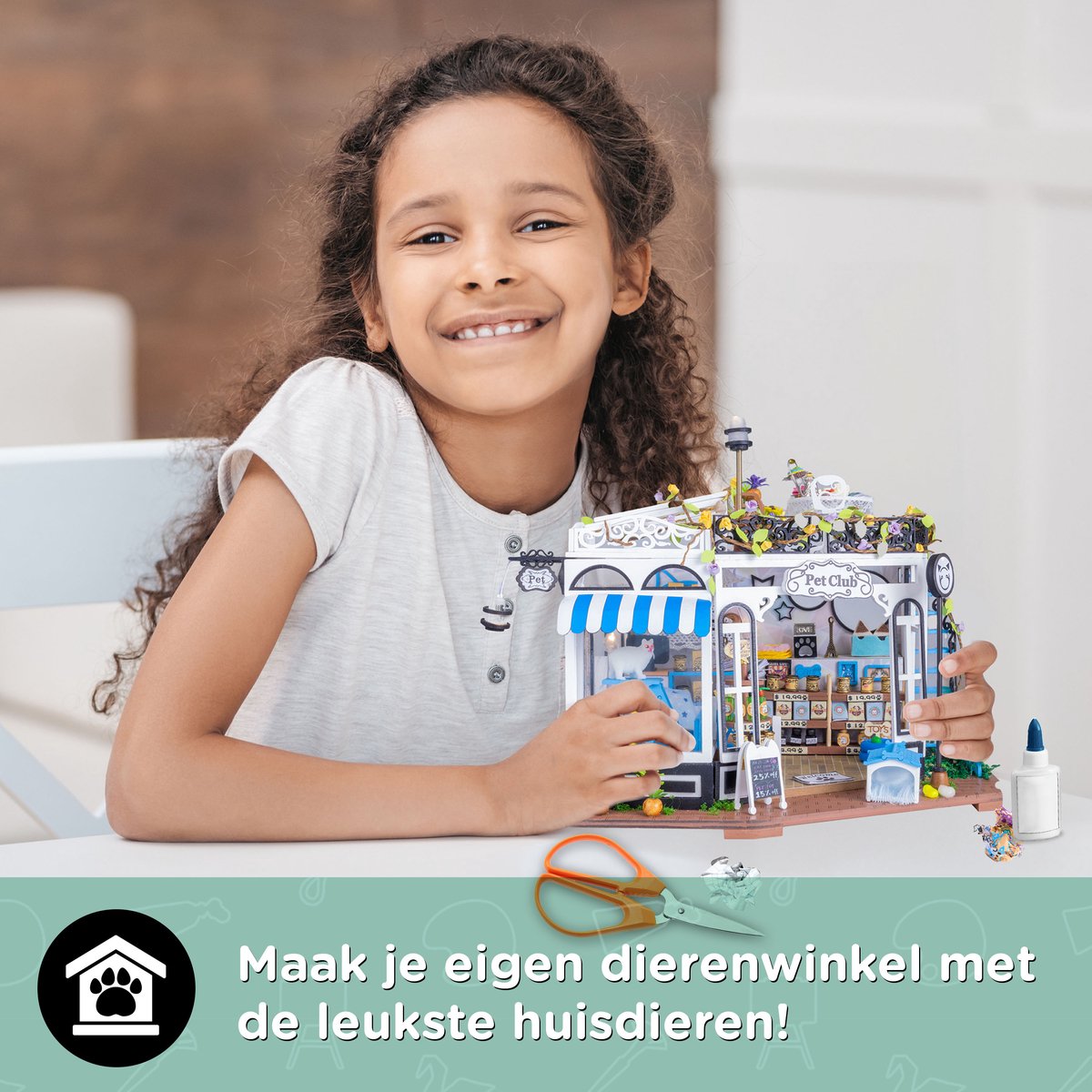 Crafts&Co Miniatuur Poppenhuis Kit - Dierenwinkel 'The Pet Club'