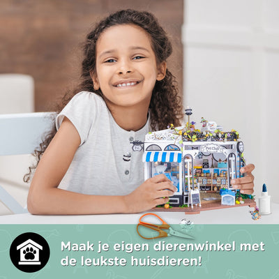 Crafts&Co Miniatuur Poppenhuis Kit - Dierenwinkel 'The Pet Club'