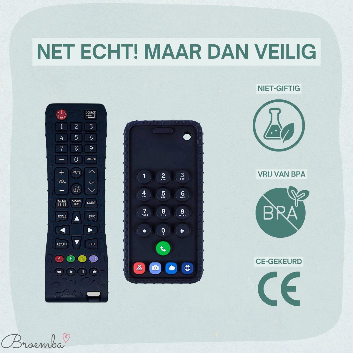 Broemba Baby Telefoon & Afstandsbediening - Bijtringen Siliconen