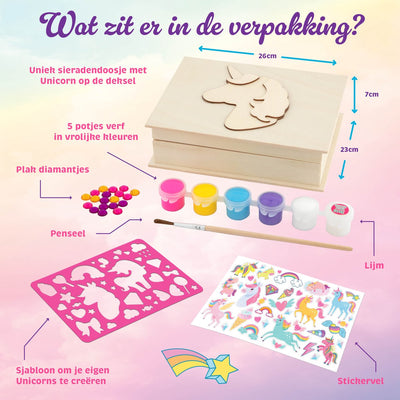 JOYA CREATIVE Unicorn Sieradendoosje DIY - Kindercraft Set
