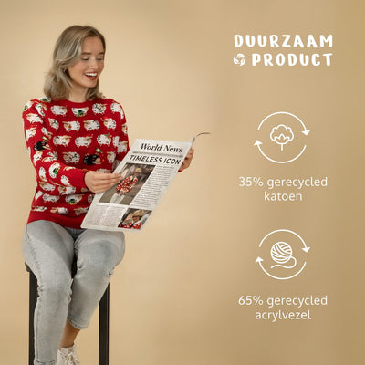 JAP Christmas Le Mouton Noir Foute Kersttrui Rood - M