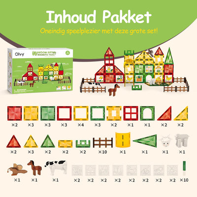 Olvy Magnetische Bouwstenen - 80 Stuks - Montessori Speelgoed