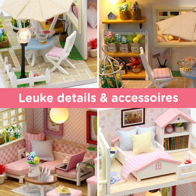Crafts&Co Miniatuur Poppenhuis Kit - Roze Slaapkamer