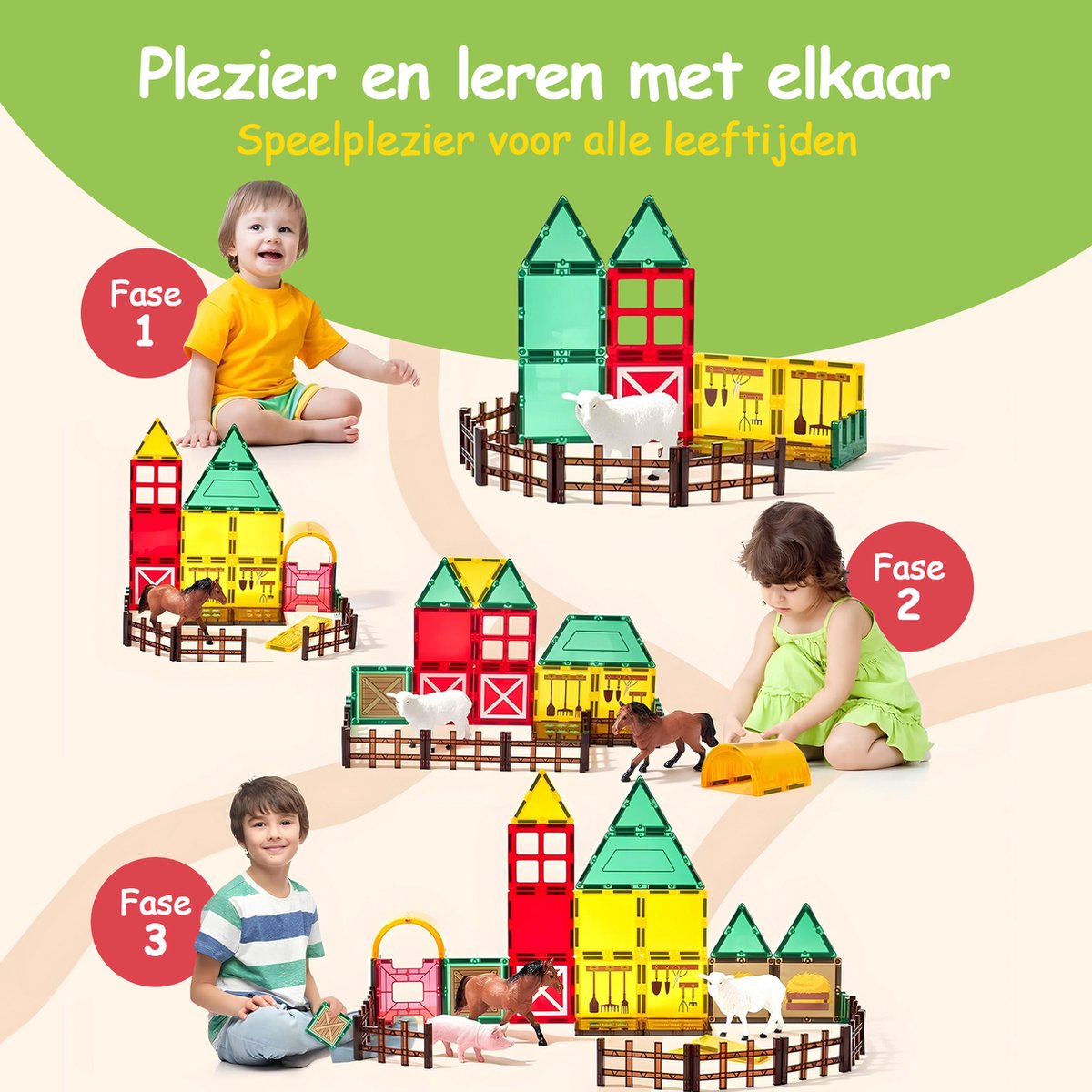 Olvy Magnetische Bouwstenen - 80 Stuks - Montessori Speelgoed