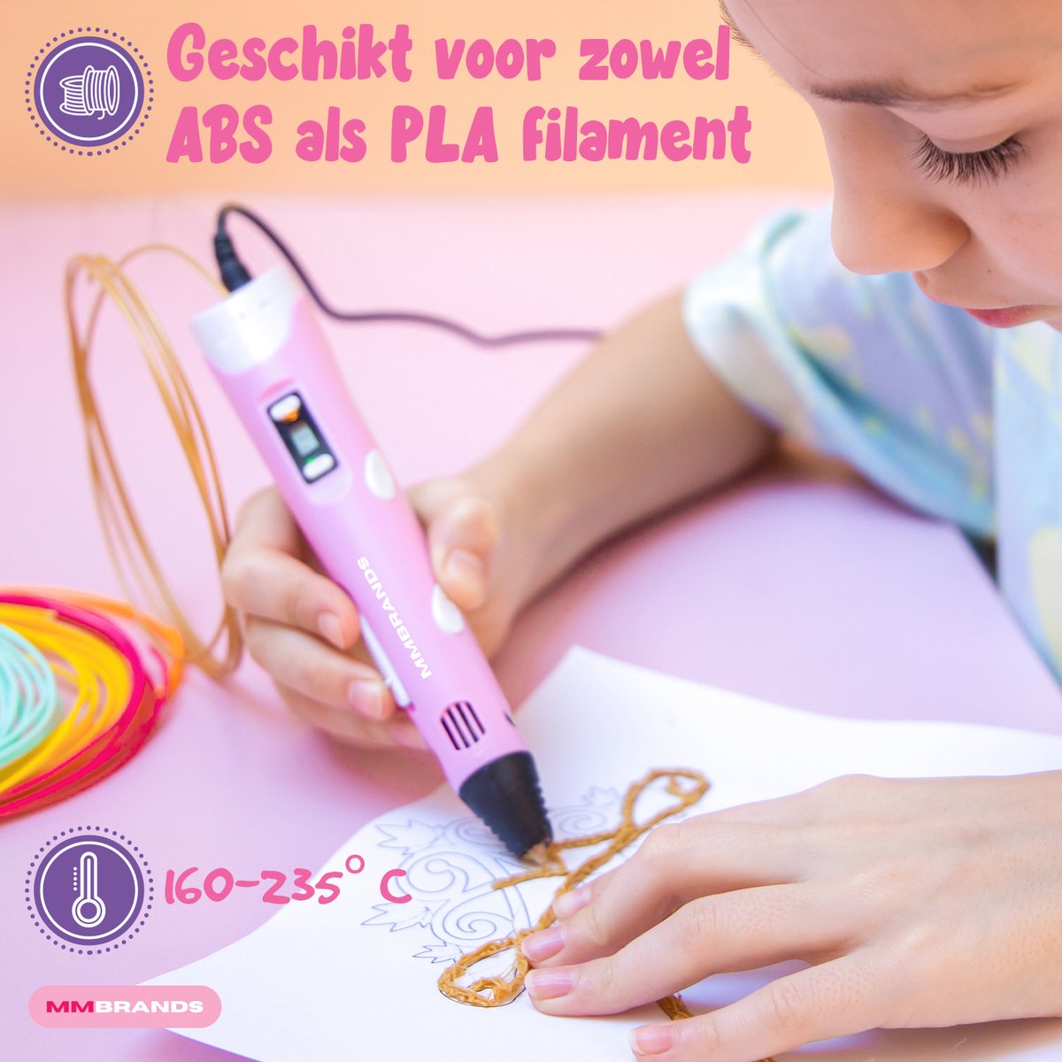 MM Brands 3D Pen Starterkit met 100m Filament - Roze