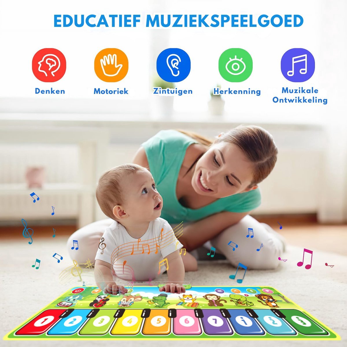 KosmoKids® Muzikaal Diertapijt voor Kinderen - Dans & Piano