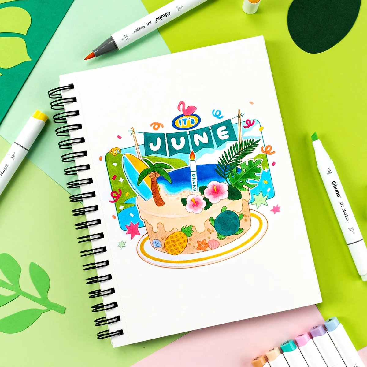 Ohuhu Creachick Alcohol Markers - Pinceau en Beitel - Set van 6