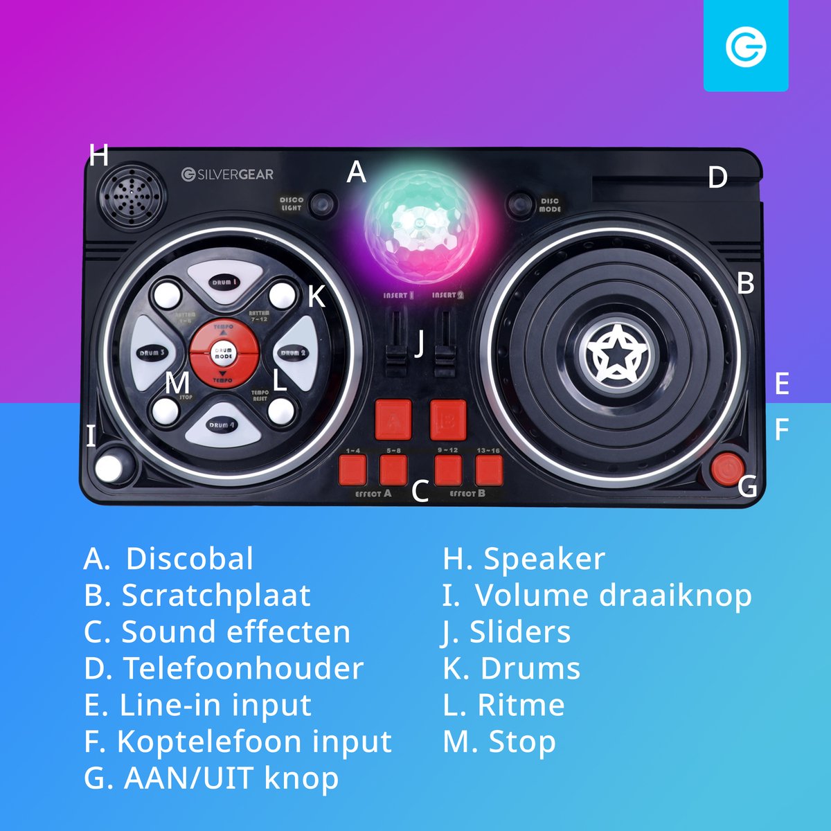 Silvergear DJ Set voor Kinderen - Mixconsole met Accessoires