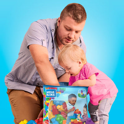 Mega Bloks Middelgrote Blauwe Bouwblokken Set - 60 Stuks