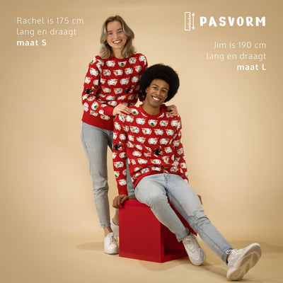 JAP Christmas Le Mouton Noir Foute Kersttrui Rood - M