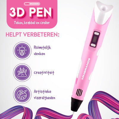 MM Brands 3D Pen Starterkit met 100m Filament - Roze