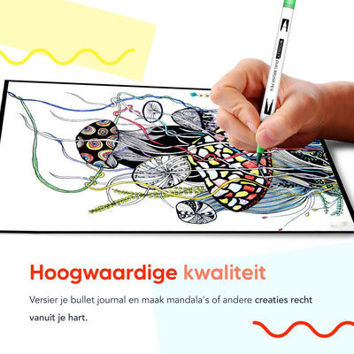 Woodley Dubbele Penseelstiften Set - 36 Kleuren Fineliners