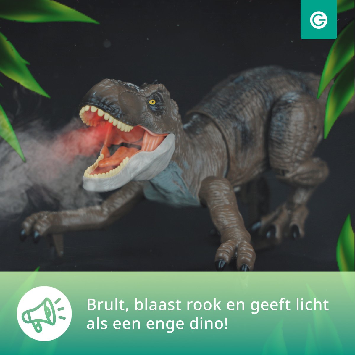 Silvergear RC Dino T-Rex Auto met Rook, Licht en Geluid