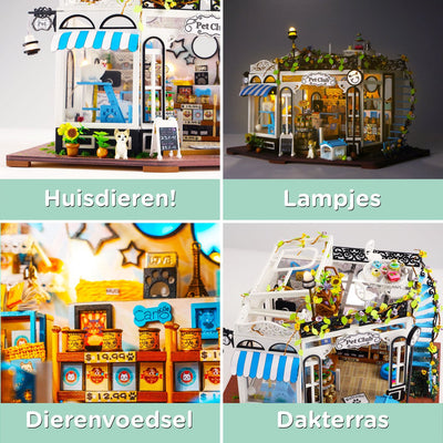 Crafts&Co Miniatuur Poppenhuis Kit - Dierenwinkel 'The Pet Club'