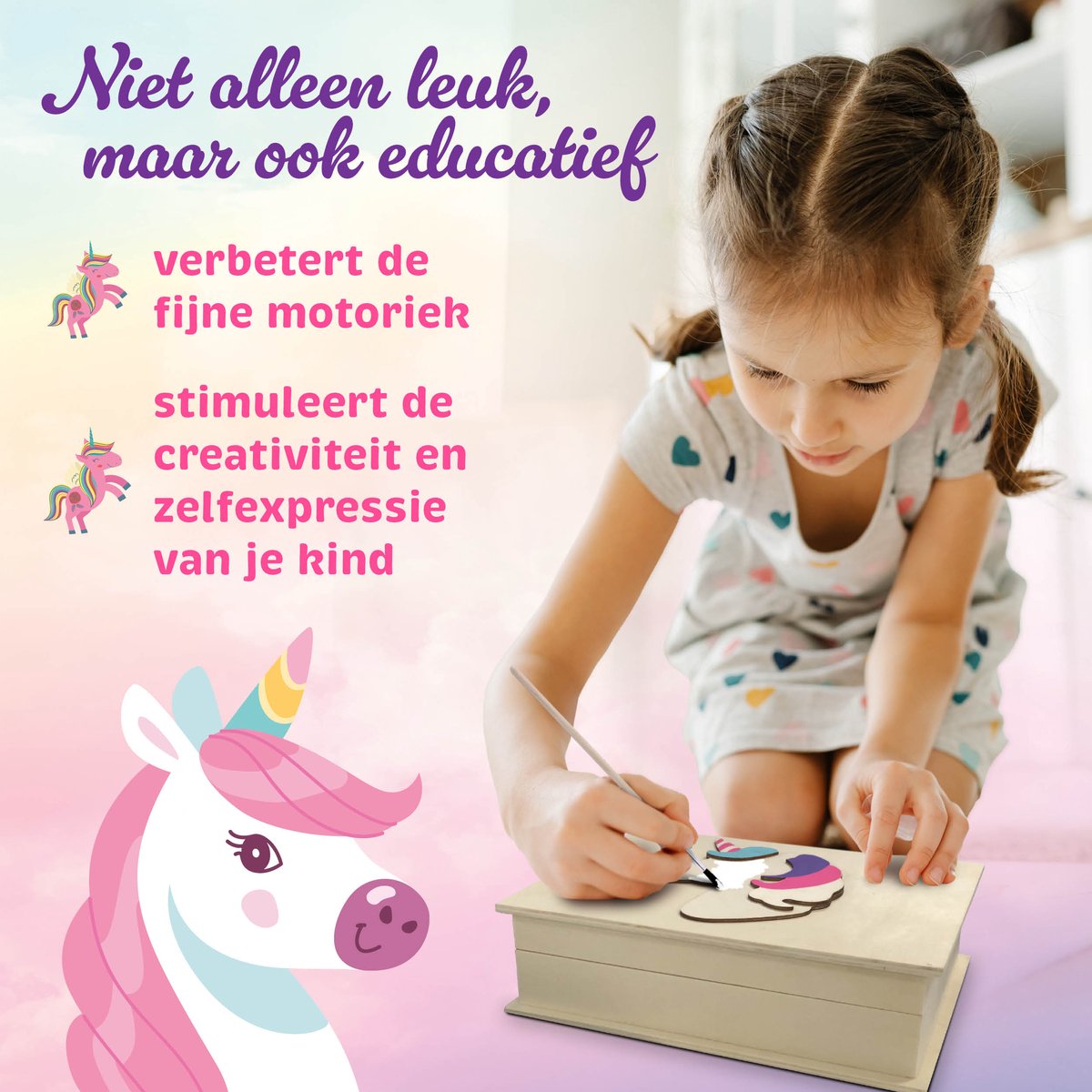 JOYA CREATIVE Unicorn Sieradendoosje DIY - Kindercraft Set