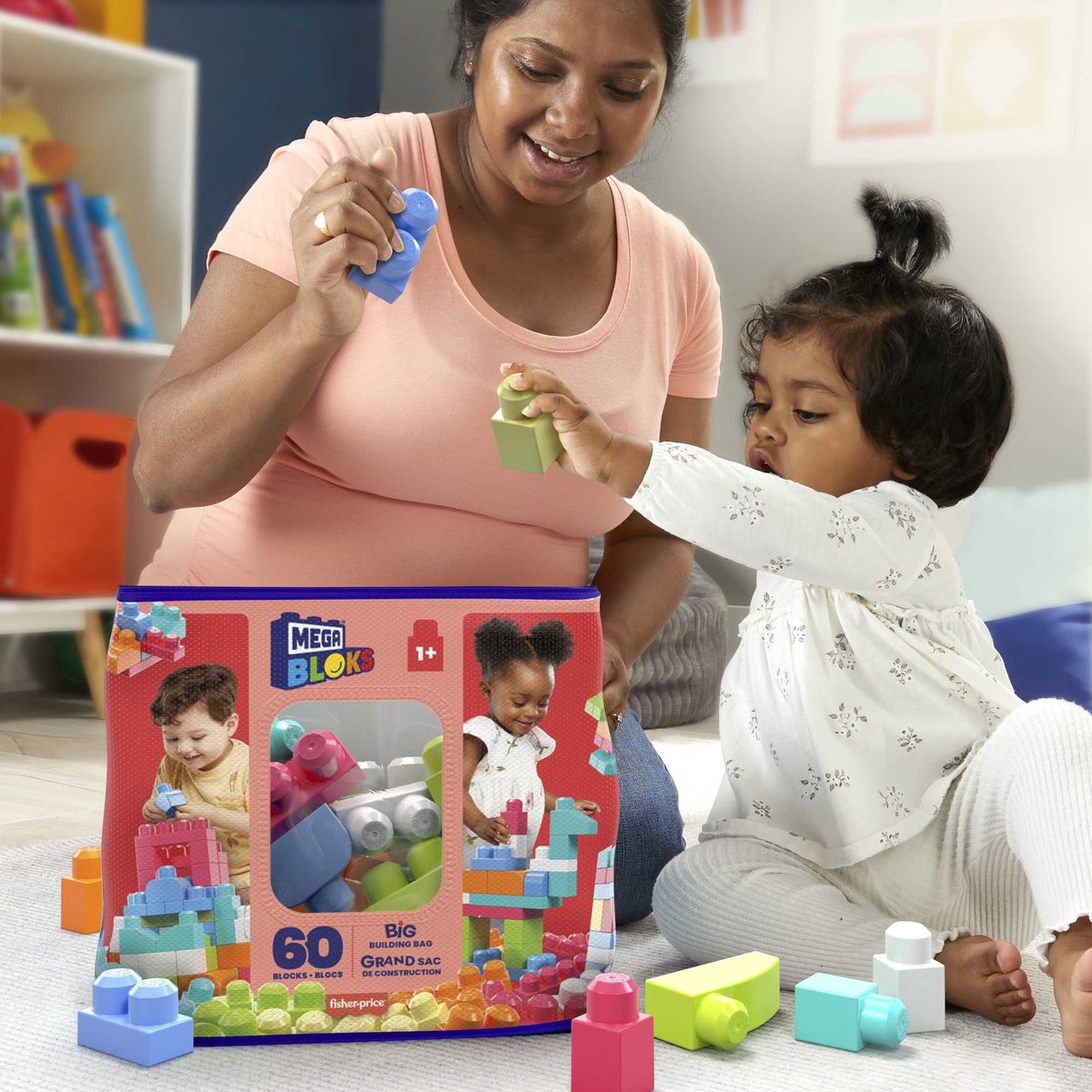 Mega Bloks Roze Bouwstenen Set - 60 Stuks