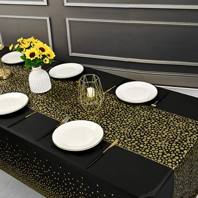 Partizzle® Zwarte & Gouden Wegwerptafelkleden - 2 Stuks