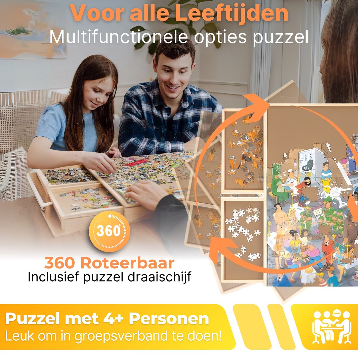DreamGoodsAR Roterende Puzzeltafel met 6 Lades - 1500 Stuks