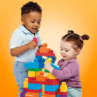 Mega Bloks Middelgrote Blauwe Bouwblokken Set - 60 Stuks