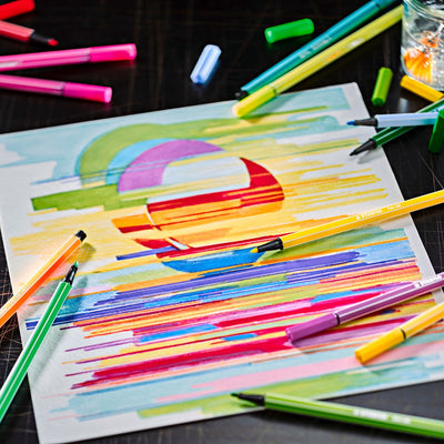 STABILO Pen 68 Set van 30 Viltstiften in Metalen Etui