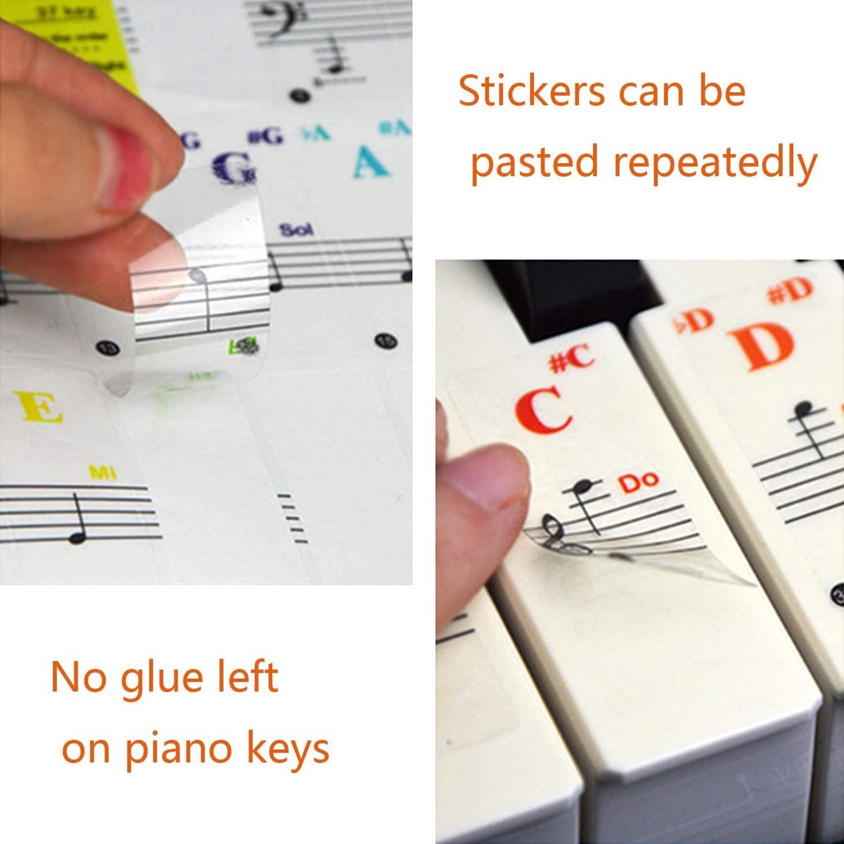 BOTC Piano Stickers - Eenvoudig Muziek Leren voor 32-88 Toetsen