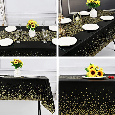 Partizzle® Zwarte & Gouden Wegwerptafelkleden - 2 Stuks