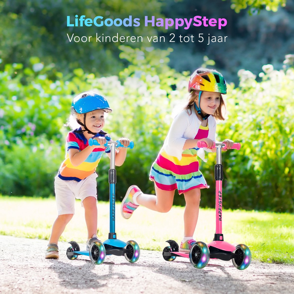 LifeGoods HappyStep - Kinderstep met Verlichte Wielen - Roze