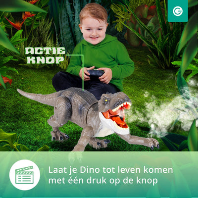 Silvergear RC Dino T-Rex Auto met Rook, Licht en Geluid