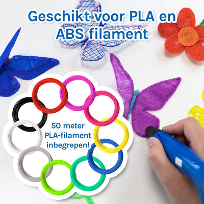 3D&print 3D Pen Startpakket Wit met 50m Filament + 5 Sjablonen