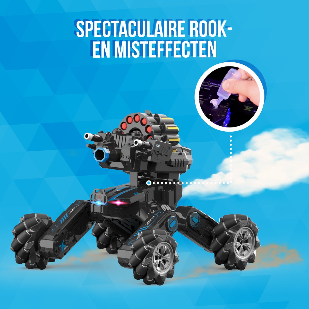 Silvergear RC Auto met Blaster & 360° Rotatie