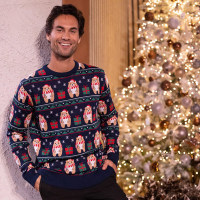 JAP Kersttrui Ugly Christmas Beer Cadeau Unisex M - Donkerblauw