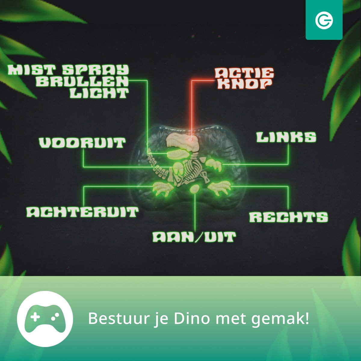 Silvergear RC Dino T-Rex Auto met Rook, Licht en Geluid
