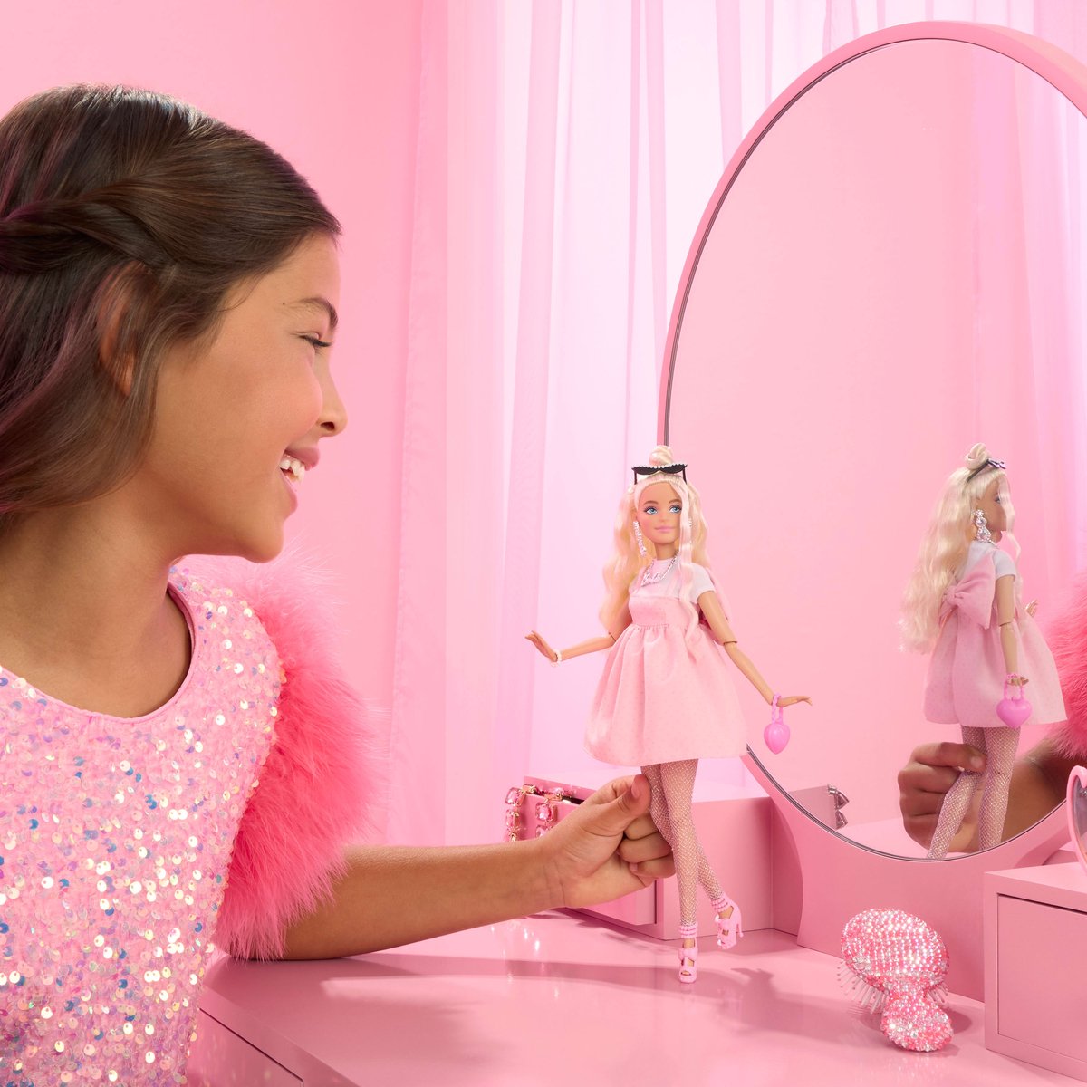 Barbie Deluxe Style - Pastelroze Poppenjurk