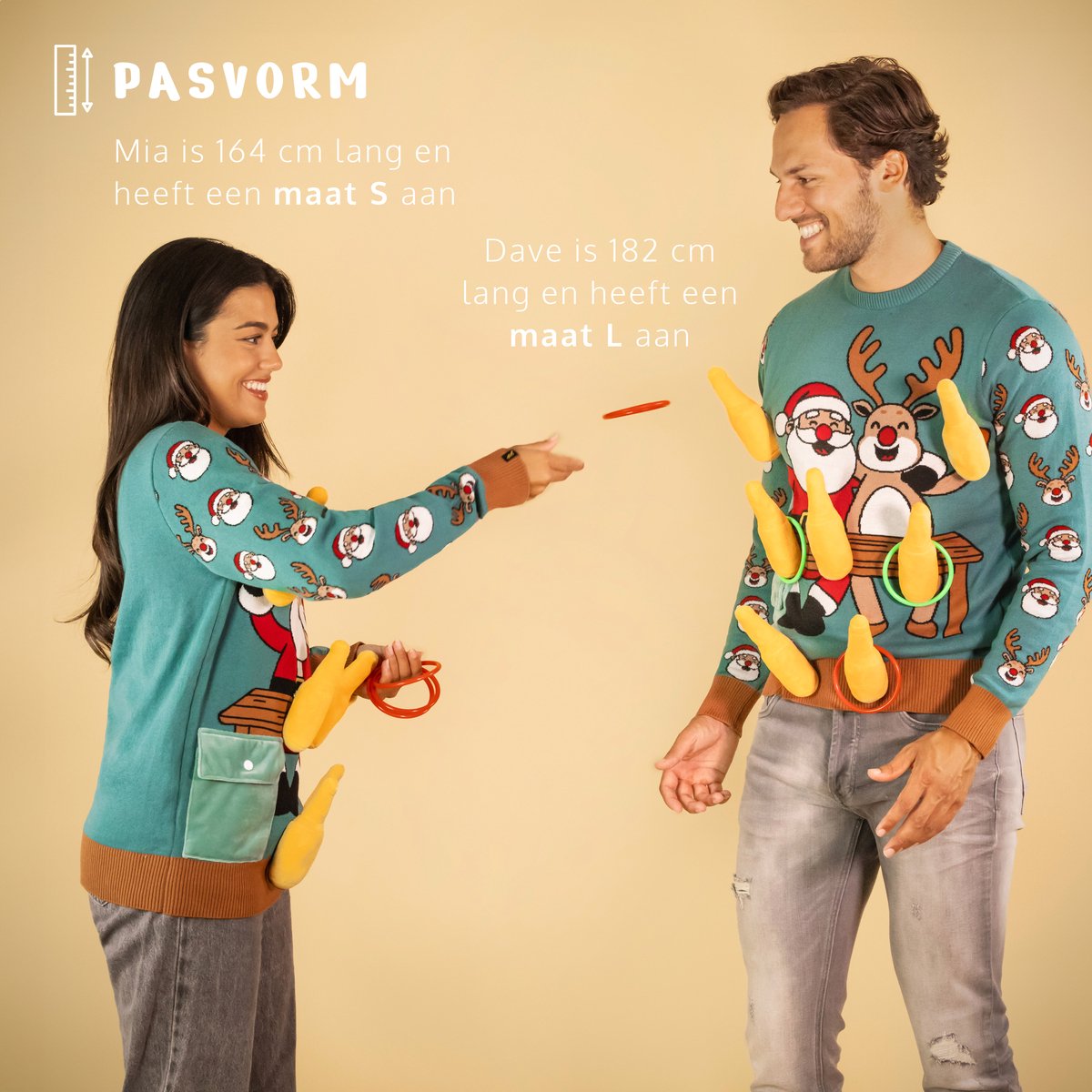 JAP Christmas Interactieve Kersttrui M - 100% Gerecycled