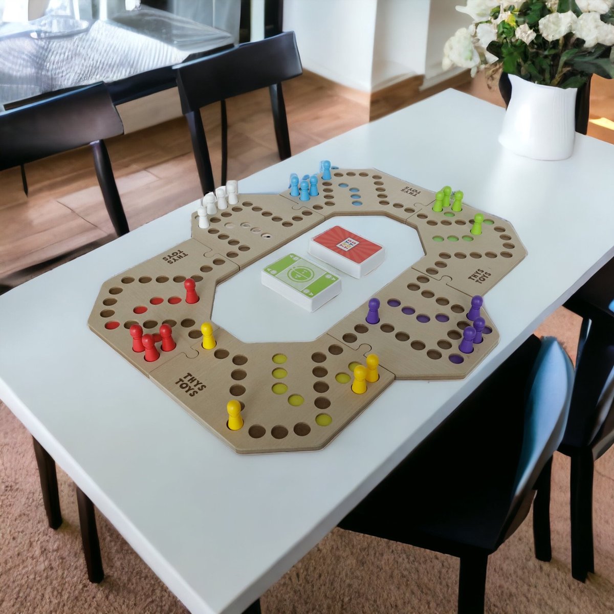 ThysToys Keezen Connect Deluxe Houten Spel - 3-6 Spelers