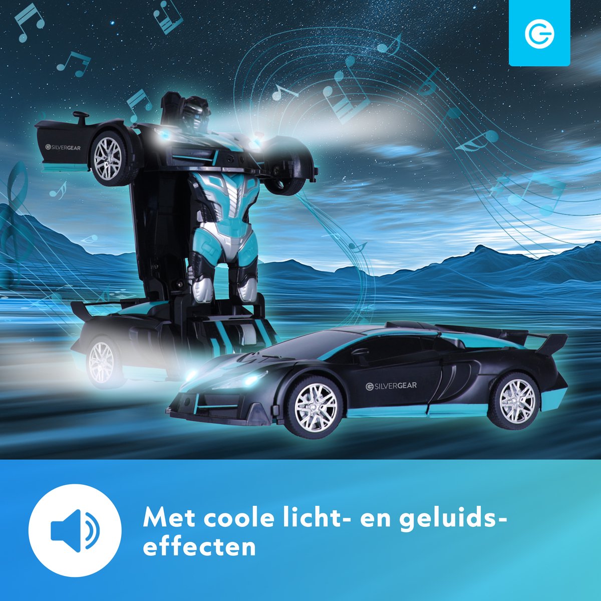 Silvergear Transformeerbare RC Auto voor Jongens - Zwart