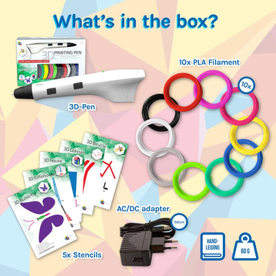 3D&print 3D Pen Startpakket Wit met 50m Filament + 5 Sjablonen