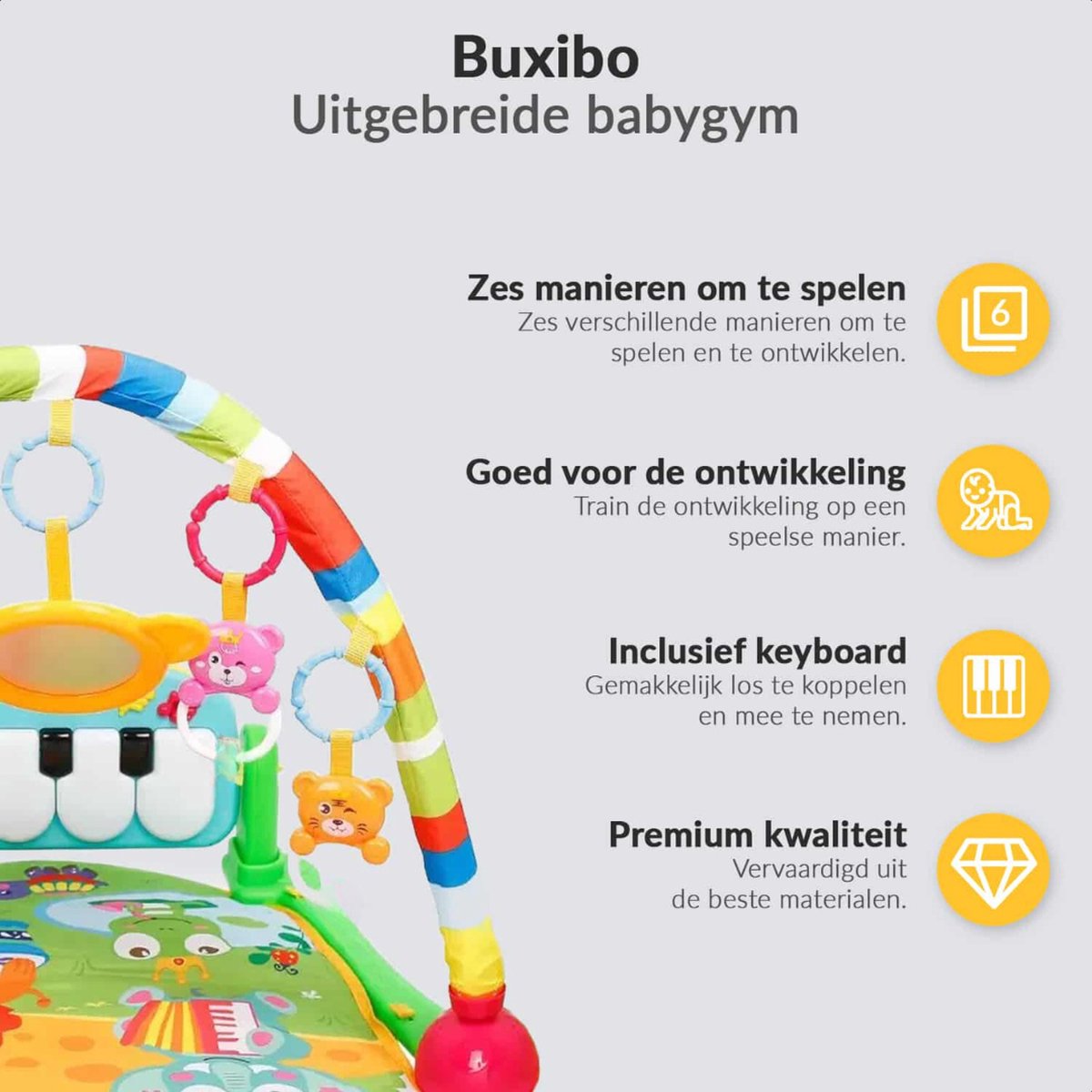 Buxibo 3-in-1 Baby & Peuter Gym met Muziek en Spiegel - Groen