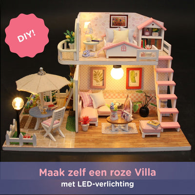 Crafts&Co Miniatuur Poppenhuis Kit - Roze Slaapkamer